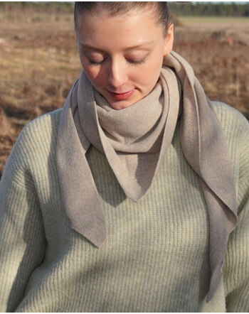 Strickgut Damen-Dreieckstuch 140 x 70 cm aus Merinowolle - Beige