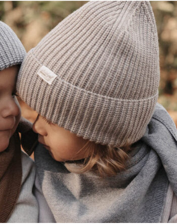 Strickgut Kinder-Mütze 45-50 cm aus Merinowolle - Beige