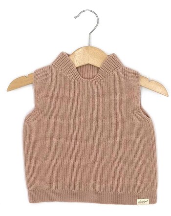 Strickgut Pullunder 1-2 J. im Perlfangstrick aus Merinowolle - Puder