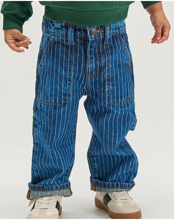 The New Baggy-Fit-Jeans aus 100 % Baumwolle mit Streifen - Medium Blue Denim