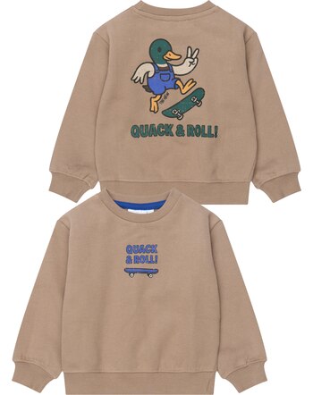 The New Sweatshirt aus 100 % Bio-Baumwolle mit Skater-Aufdruck - Taupe Gray