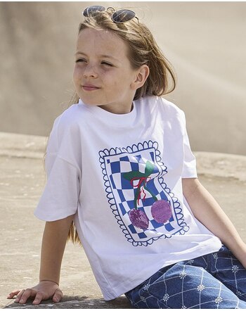 The New T-Shirt aus 100% Bio-Baumwolle mit Aufdruck und Pailletten - Bright White