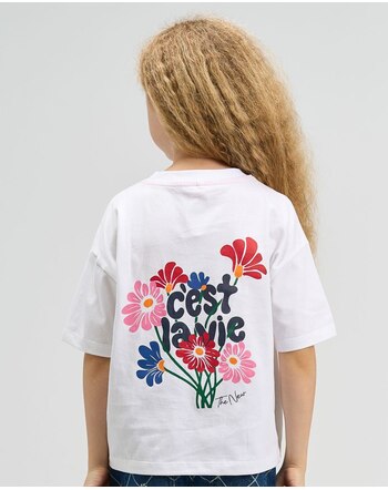 The New T-Shirt aus 100% Bio-Baumwolle mit Aufdruck Cést La Vie - Bright White