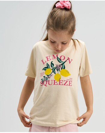 The New T-Shirt aus Bio-Baumwolle mit Zitronen-Aufdruck - Gardenia