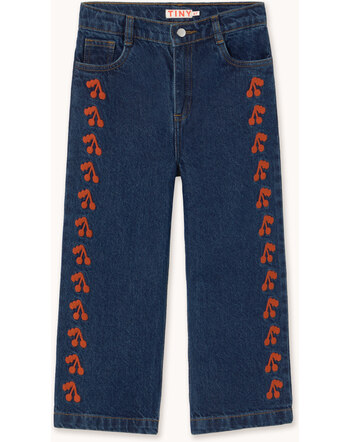 Tiny Cottons Jeans aus 100% Baumwolle mit bestickten Kirschen - Navy