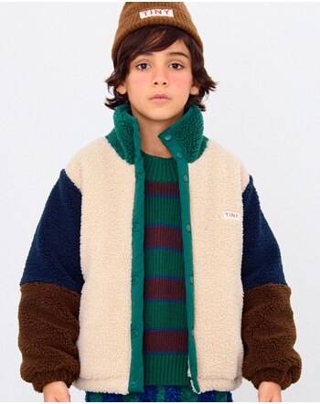 Tiny Cottons Teddy-Jacke COLOR BLOCK - Dark Green