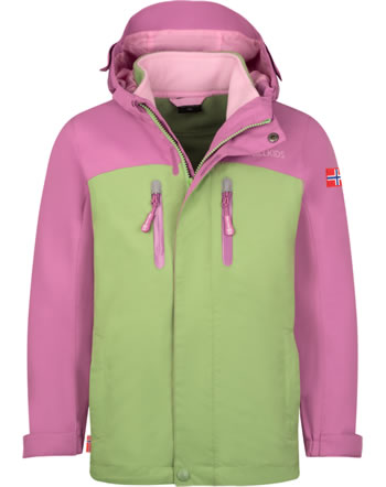 Trollkids 3in1 Allwetter-Jacke GIRLS BRYGGEN pink/pistachio green/rose