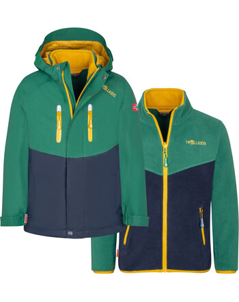 Trollkids Allwetter-Jacke 3in1 'Bryggen' - Jungle Green/Navy