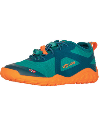 Trollkids Barfuß-Wanderschuh 'Skanden Barefoot Hiker' - Sea Green/Lagoon Green/Sahara Sunset