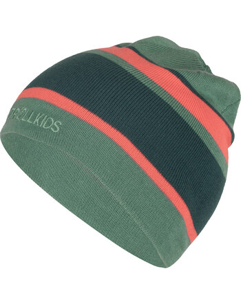 Trollkids Beanie-Wende-Mütze KIDS NORDLAND - Dusty Teal/Midnight Petrol/Coral Pink