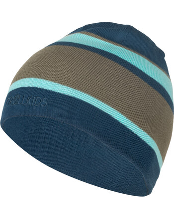 Trollkids Beanie-Wende-Mütze KIDS NORDLAND - Pine Green/Arctic Blue/Mystic Blue