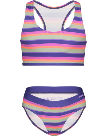 Trollkids Bikini 'Kvalvika' in buntem Streifen-Design - Mallow Pink/Violet Blue