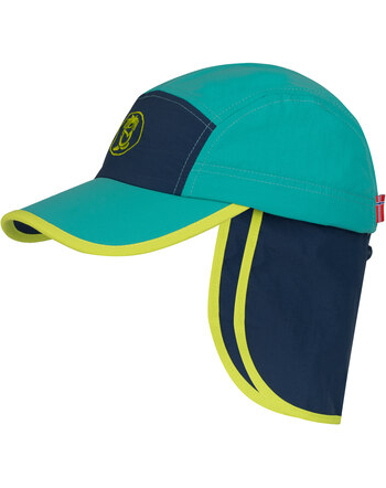 Trollkids Cap 'Troll XT' mit abnehmbarem Nackenschutz und UPF 50+ - Blue Coral/Mystic Blue/Cool Lime