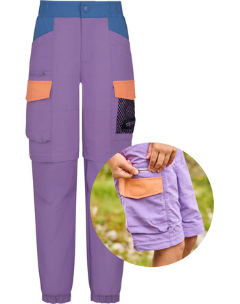 Trollkids Zip-Off-Cargohose 'Kids Lillesand' mit abnehmbaren Beinen - Violet Sorbet/Cornflower/Coral Haze