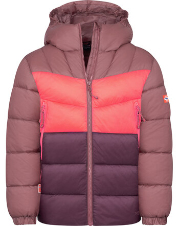 Trollkids Daunen-Steppjacke 'Kids Kirkenes Jacket' mit Kapuze - Frozen Berry/Deep Ruby