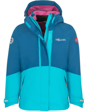 Trollkids Doppeljacke GIRLS SKANDEN 3 in 1 JACKET - Dark Turquoise/Madeira Blue/Bright Berry
