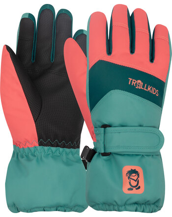 Trollkids Fingerhandschuhe 'Kids Rauland Glove' mit Touchscreen-Funktion - Dusty Teal/Coral Pink/Midnight Petrol
