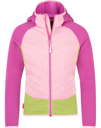 Trollkids Fleece-Jacke 'Girls Sirdal' mit Kapuze - Fresh Berry/Candy Pink/Hedge Green
