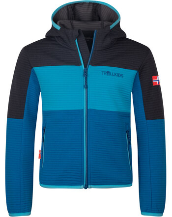 Trollkids Fleece-Jacke 'Sogndal Jacket XT' mit Kapuze - Alpine Blue/Pool Blue/Black