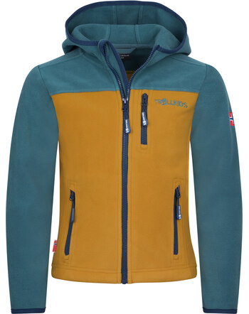 Trollkids Fleece-Jacke 'Stanvanger' mit Kapuze - Stormy Blue/Mustard