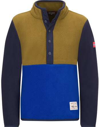 Trollkids Fleece-Pullover 'Kids Flekkefjord Half Zip' mit halber Druckknopfleiste - Royal Blue/Spruce Green