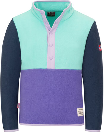 Trollkids Fleece-Pullover 'Kids Flekkefjord Half Zip' mit halber Druckknopfleiste - Wisteria Purple/Aqua Mint