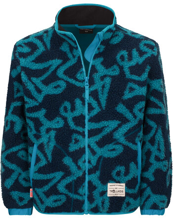 Trollkids Fleecejacke 'Kids Lyngdal Jacket' mit Muster - Dark Turquoise/Madeira Blue
