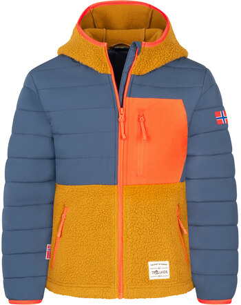 Trollkids Fleecejacke mit Kapuze KIDS ROMSDALEN - Bronze/Mystic Blue/Flame Orange