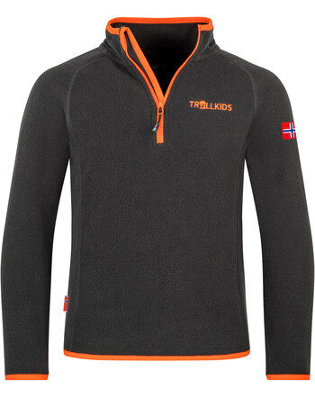 Trollkids Fleecepullover/Half-Zip KIDS NORDLAND - Black/Flame Orange
