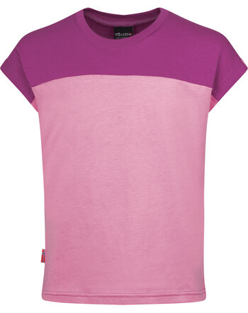 Trollkids Funktionsshirt 'Bergen' aus 100 % Baumwolle mit LSF 30+ - Candy Pink/Fresh Berry