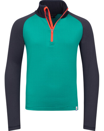 Trollkids Half-Zip-Langarmshirt 'Kids Rauland Half Zip' aus Waffelfleece - Dark Cyan/Black