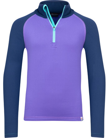 Trollkids Half-Zip-Langarmshirt 'Kids Rauland Half Zip' aus Waffelfleece - Wisteria Purple/Mystic Blue