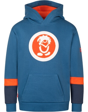 Trollkids Hoodie aus 100% Baumwolle TROLL XT - Nordic Blue/Flame Orange/Mystic Blue