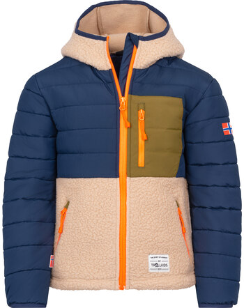 Trollkids Hybrid-Fleecejacke 'Kids Romsdalen Jacket' mit Kapuze - Cashew/Navy