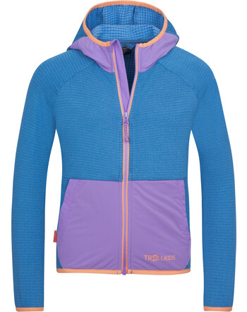 Trollkids Kapuzen-Fleecejacke 'Girls Holmedal' mit Waffelstruktur - Cornflower/Violet Sorbet