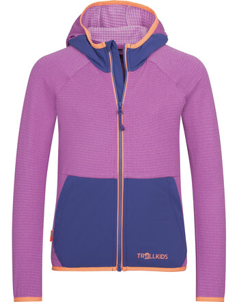 Trollkids Kapuzen-Fleecejacke 'Girls Holmedal' mit Waffelstruktur - Mallow Pink/Violet Blue