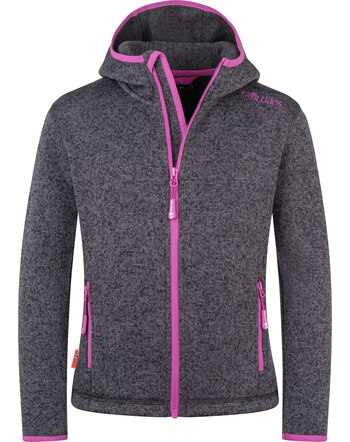 Trollkids Kapuzen-Jacke aus Strickfleece GIRLS JONDALEN XT - Graphite/Fresh Berry