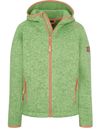 Trollkids Hooded jacket knitted fleece GIRLS JONDALEN XT green/dahlia