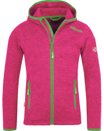 Trollkids Hooded jacket knitted fleece GIRLS JONDALEN XT pink/green