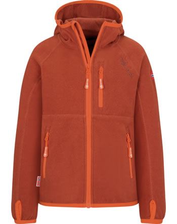 Trollkids Kids Fleece Jacket SANDEFJORD red brown/bright orange