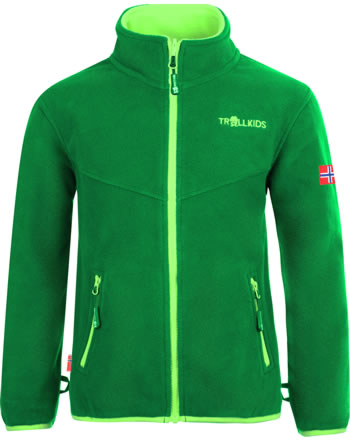 Trollkids Kids Fleece Jacket Zip-In OPPDAL XT dark green/bright green