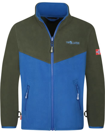 Trollkids Kids Fleece Jacket Zip-In OPPDAL XT ivy/electric blue