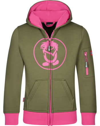 Trollkids Kids Jacket Sweatjacke SORTLAND dusky olive/light magenta