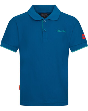 Trollkids Polo-Shirt 'Kids Bergen Polo XT' - Summernight Blue/Blue Coral