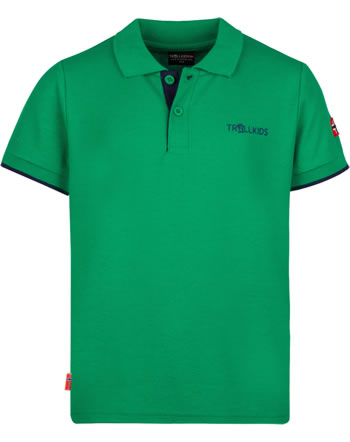 Trollkids Kids Polo-Shirt short sleeve BERGEN POLO XT pepper green/navy