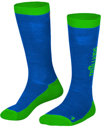 Trollkids Kids Ski socks 2 pairs medium blue/green