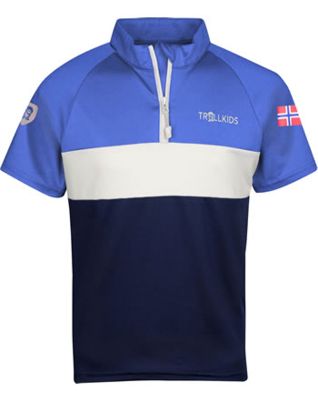 Trollkids Kids T-Shirt short sleeve Bikewear TRONDHEIM glow blue/navy 399-175