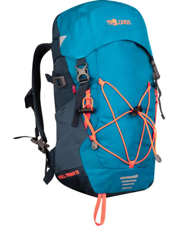 Trollkids Kids Hiking backpack FJELL TREKKER  15 L blue/navy/glow orange