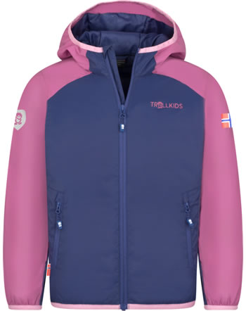 Trollkids Hooded lightweight jacket HALSAFJORD violet blue/pink/wild rose