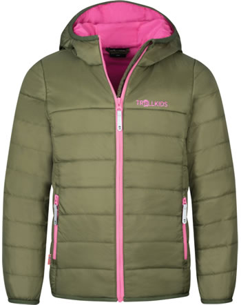 Trollkids Lightweight quilted jacket GIRLS EIKEFJORD dusky olive/magenta